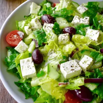 Classic Greek Green Salad with Feta – Maroulosalata