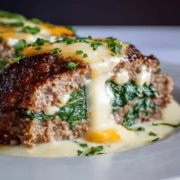 Cheese-Stuffed Meatloaf with Spinach