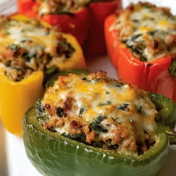 Turkey Spinach Stuffed Bell Peppers