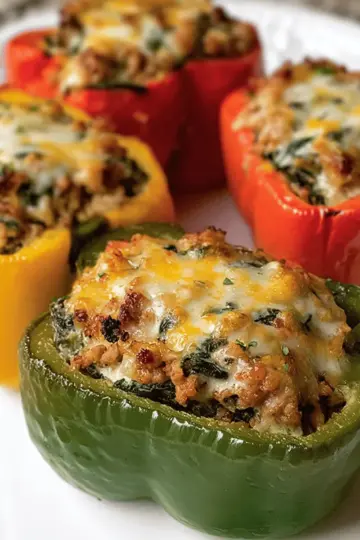 Turkey Spinach Stuffed Bell Peppers