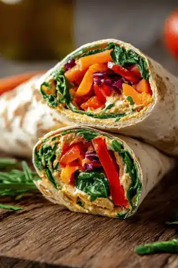 Perfect Roasted Veggie Hummus Wrap