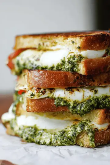 Pesto and Mozzarella Grilled Cheese Sandwich