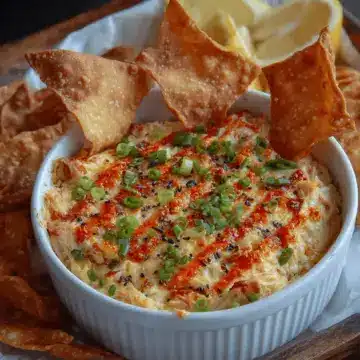 Crab Rangoon Dip with Crispy Wonton Chips