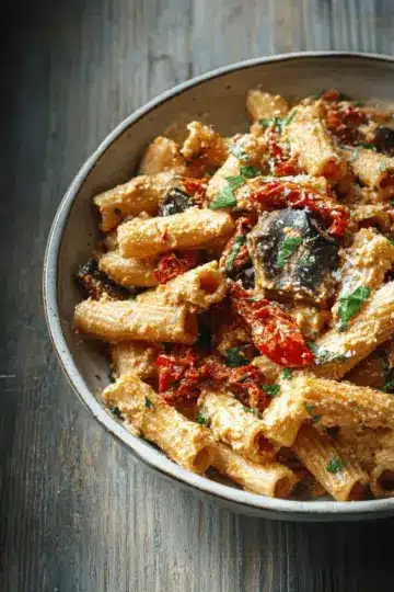 Eggplant and Sun-Dried Tomato Ricotta Pasta