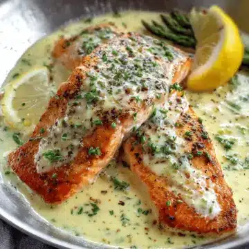 Baked Salmon with Lemon Butter Cream Sauce
