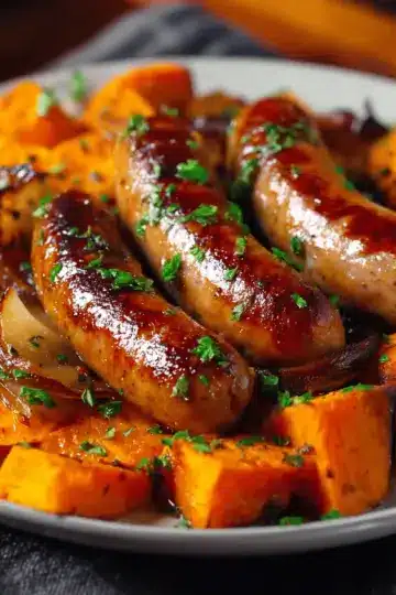 Honey Garlic Sausage with Sweet Potatoes