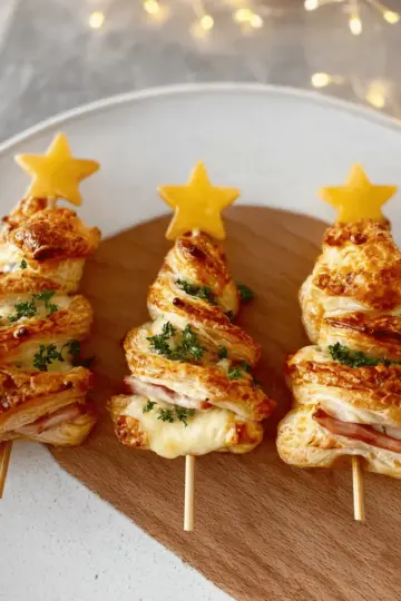 Ham and Cheese Puff Pastry Christmas Trees
