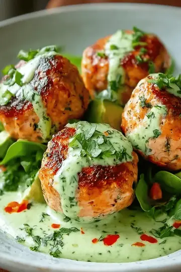Salmon Balls with Creamy Avocado Sauce
