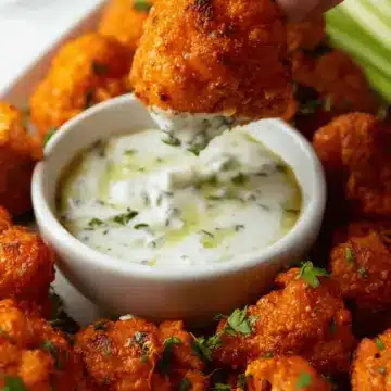 Cauliflower Buffalo Wings with Vegan Ranch Dip