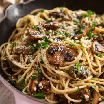 Mushroom and Garlic Spaghetti