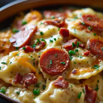 Crockpot Pierogi Casserole with Kielbasa