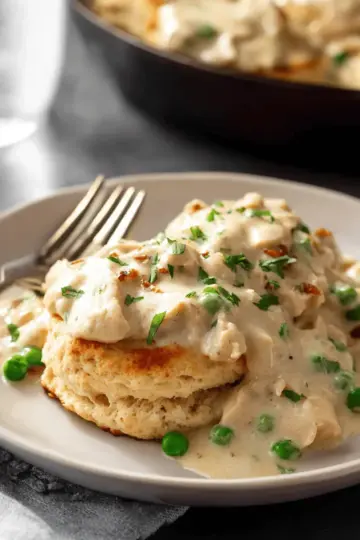 Creamed Chicken Over Biscuits