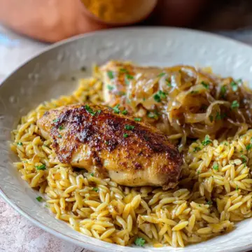 French Onion Chicken and Orzo