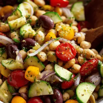 Easy Mediterranean Dense Bean Salad with Olives