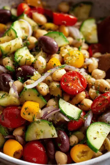Easy Mediterranean Dense Bean Salad with Olives