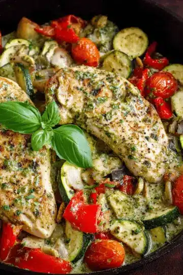 Creamy Pesto Chicken and Vegetables