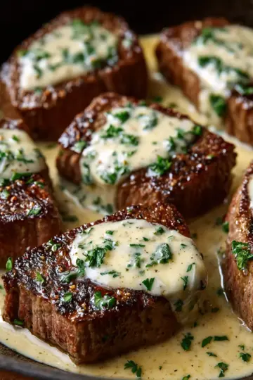Garlic Butter Steak with Creamy Parmesan Sauce Recipe