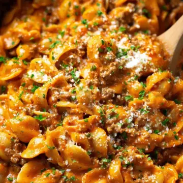 One Pot Creamy Beef Pasta