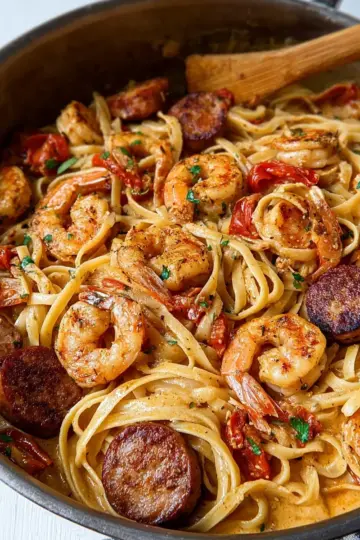 Creamy Cajun Shrimp Pasta with Sausage