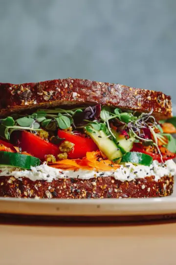 Veggie Sandwich with Whipped Feta and Pepperoncini