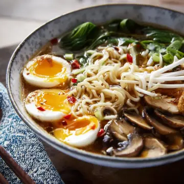 Chicken, miso and mushroom ramen