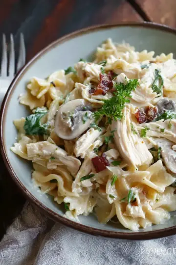 Creamy leftover rotisserie chicken pasta