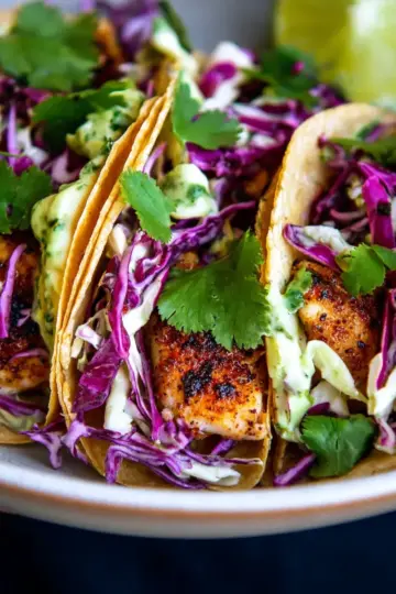 Fish Tacos with Cilantro Lime Cabbage Slaw