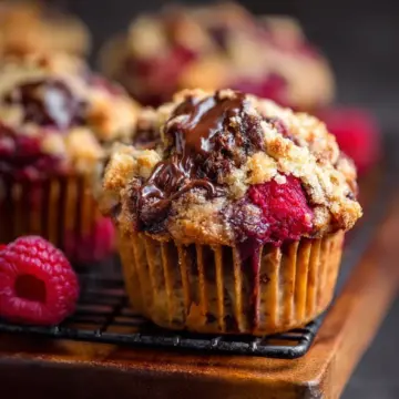 Dark Chocolate Chunk Raspberry Crumb Muffins
