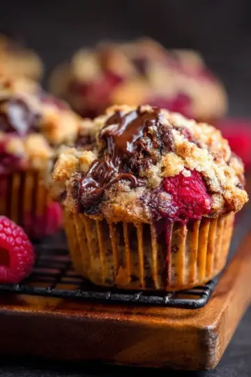 Dark Chocolate Chunk Raspberry Crumb Muffins