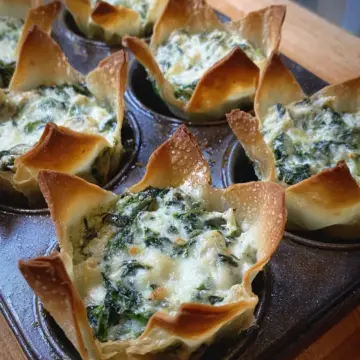SPINACH AND ARTICHOKE WONTON CUPS