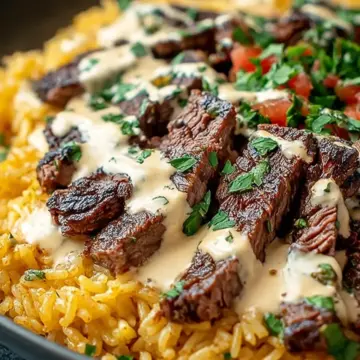 Creamy Queso Rice with Steak Strips: A Delicious One-Pan Recipe