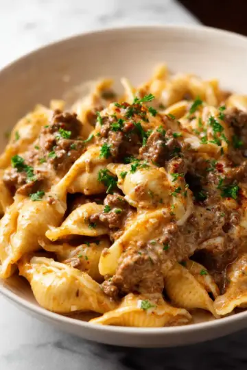 Easy Creamy Beef and Shells