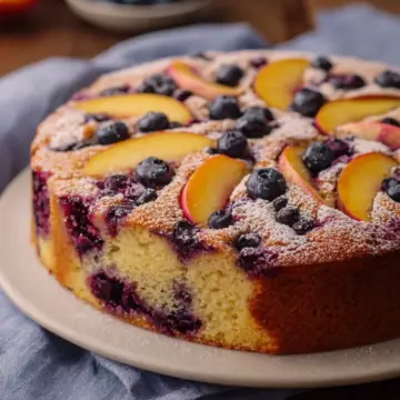 Peach and Blueberry Greek Yogurt Cake