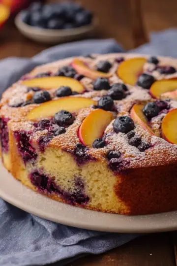 Peach and Blueberry Greek Yogurt Cake