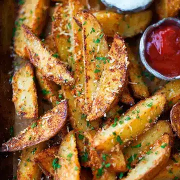 Crispy Garlic Parmesan Potato Wedges