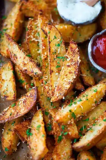 Crispy Garlic Parmesan Potato Wedges