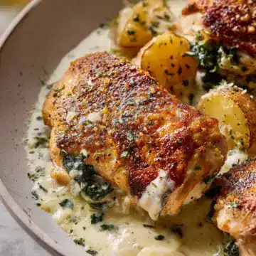 Chicken and Potatoes with Garlic Parmesan Cream Sauce