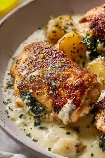 Chicken and Potatoes with Garlic Parmesan Cream Sauce
