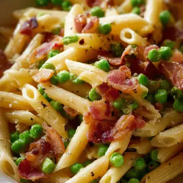 Penne Pasta, Peas and Bacon – Easy & The Best!