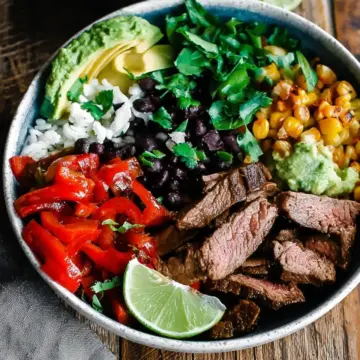 Cilantro lime Steak Burrito Bowl Salad