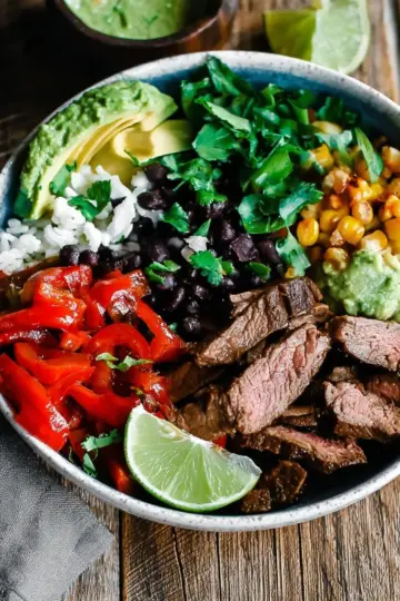 Cilantro lime Steak Burrito Bowl Salad