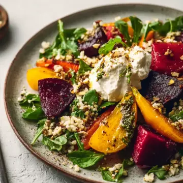 Roasted Beet and Carrot Salad With Burrata