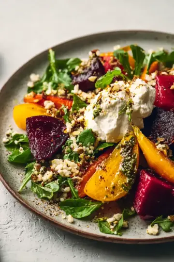 Roasted Beet and Carrot Salad With Burrata