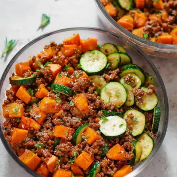Ground Beef Zucchini Sweet Potato Skillet (Meal Prep)