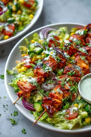 BBQ Chicken Skewer Salad