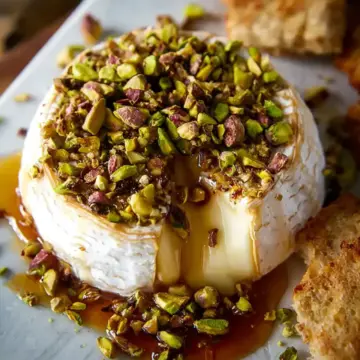 Baked Brie with Honey & Crushed Pistachios