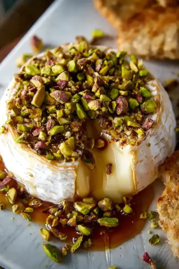 Baked Brie with Honey & Crushed Pistachios