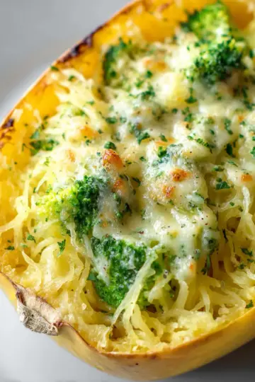 Cheesy Broccoli Spaghetti Squash