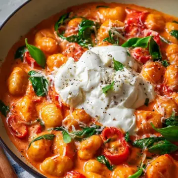 Creamy Tomato Gnocchi with Burrata
